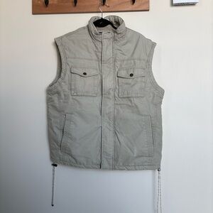 North Bay Fleece Lined Utility Workwear Vest Mens XL Beige Outdoors Hunting